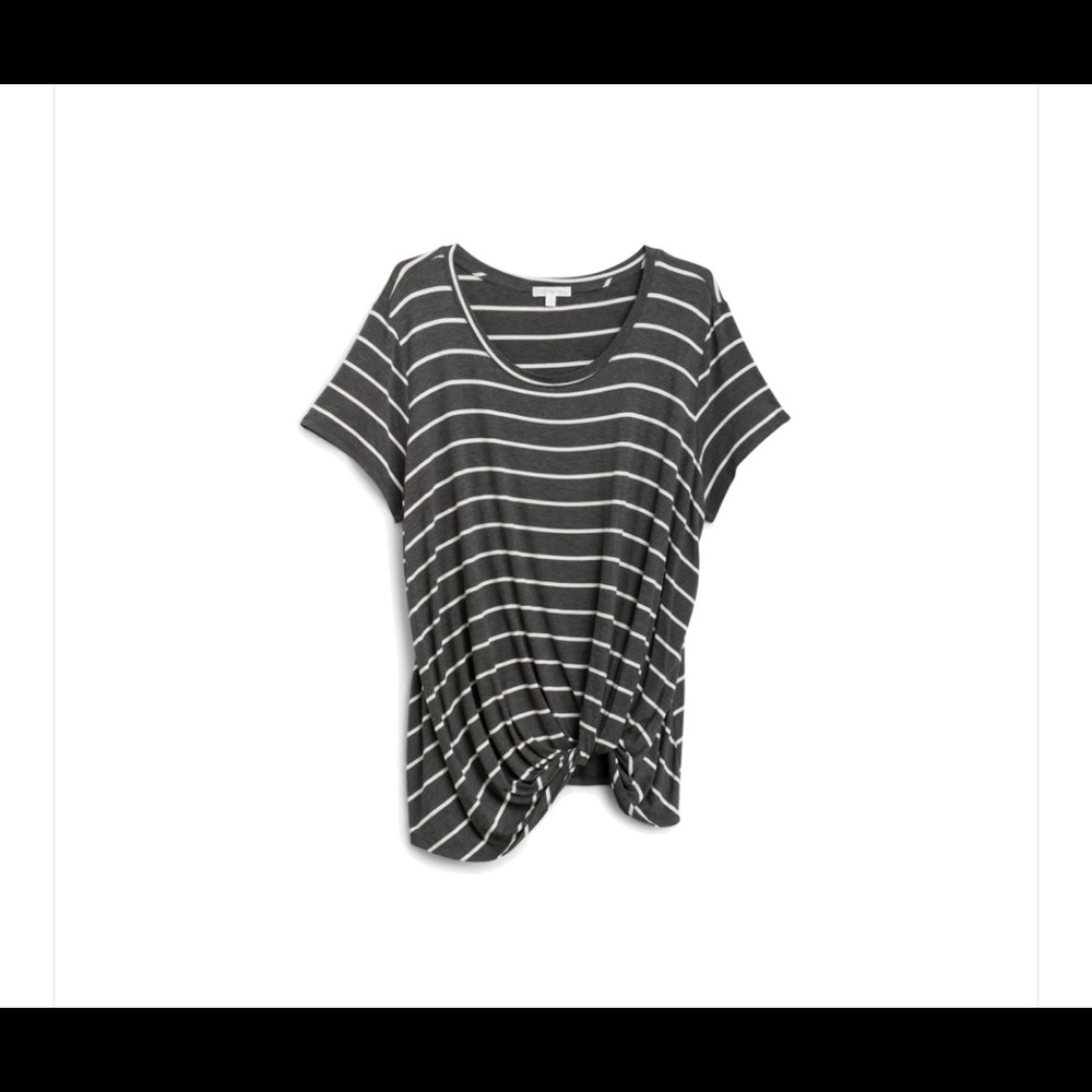 Striped shirt with tied knot